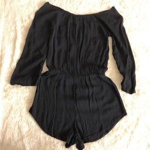 Off the shoulder long sleeve romper